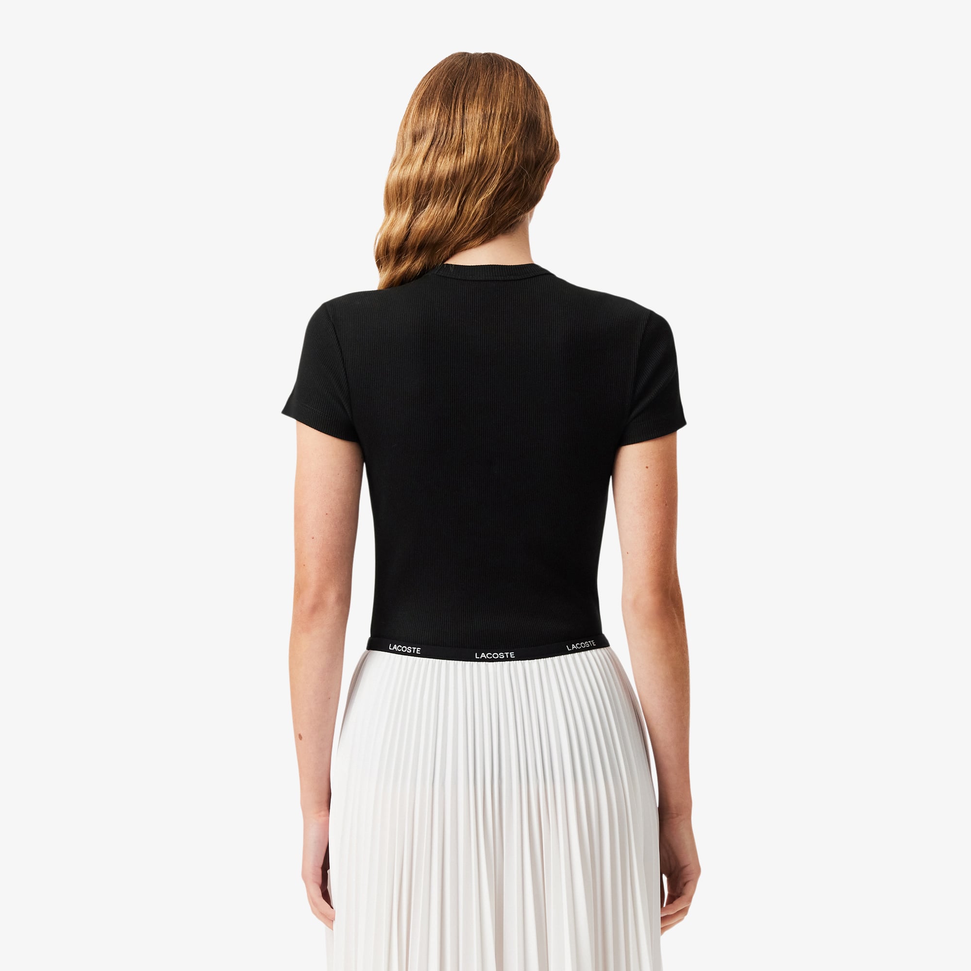 Áo Thun Lacoste Nữ Ôm Dáng Chất Liệu Cotton Gân