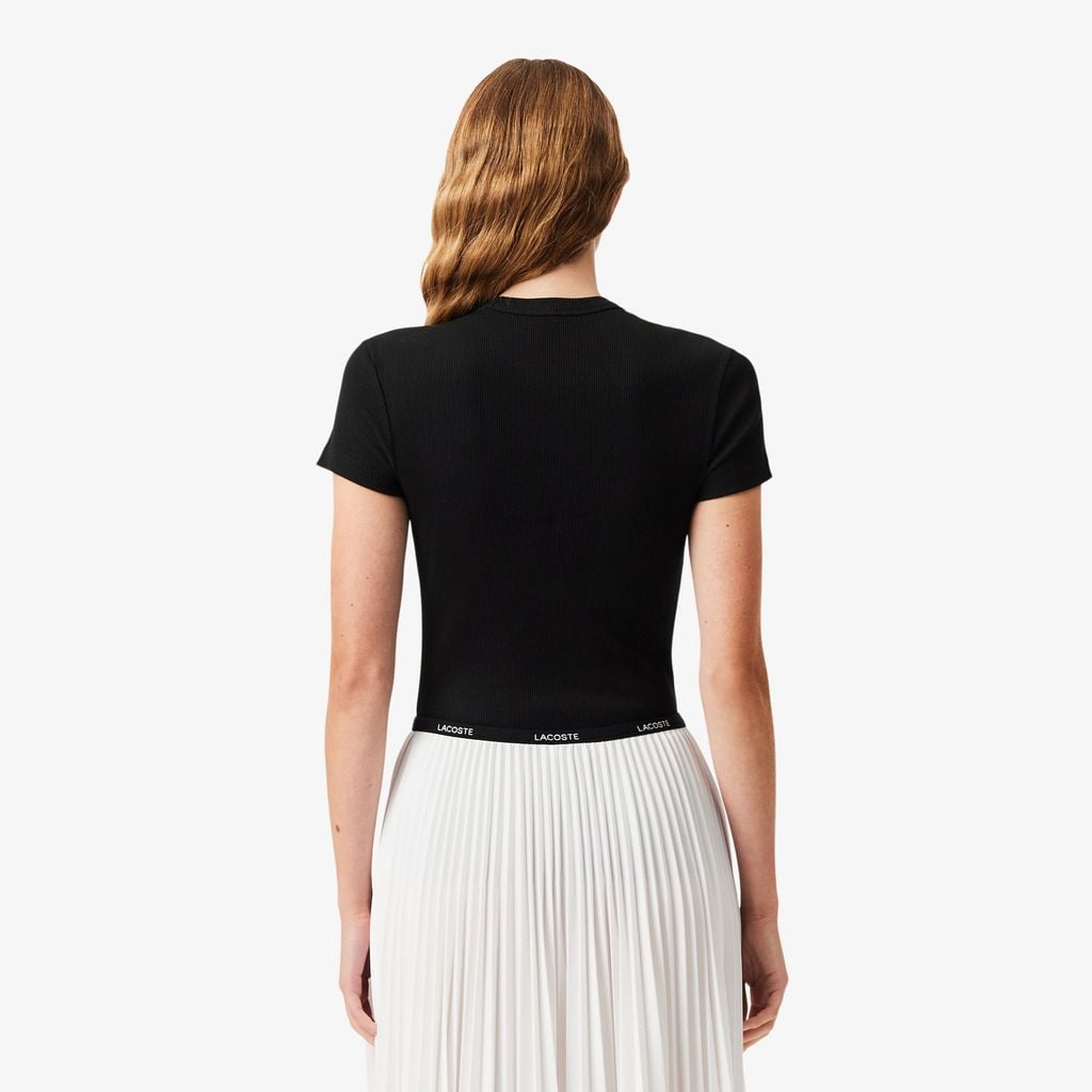 Áo Thun Lacoste Nữ Ôm Dáng Chất Liệu Cotton Gân