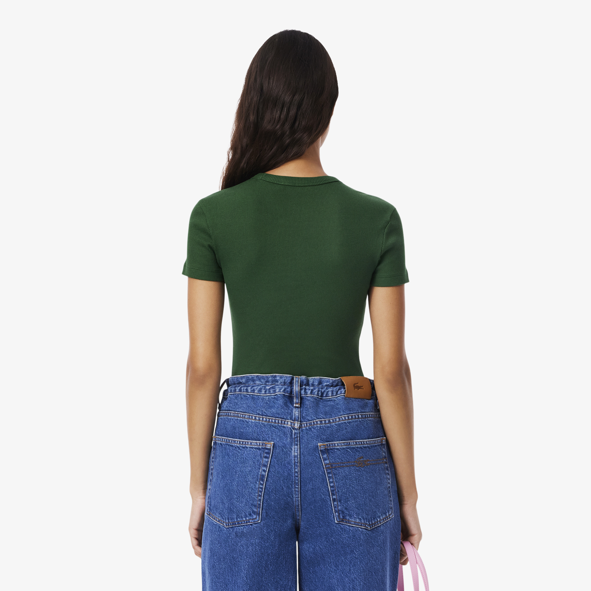 Áo Thun Lacoste Nữ Ôm Dáng Chất Liệu Cotton Gân