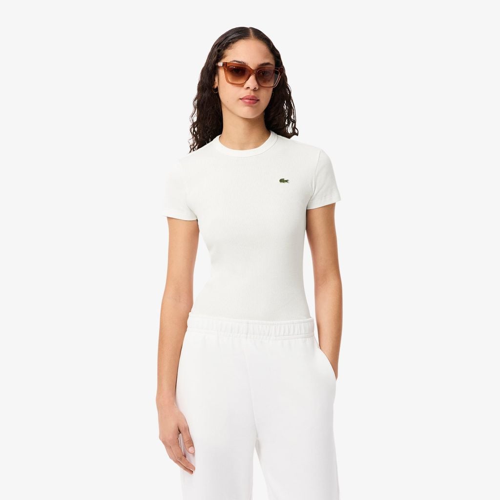 Áo Thun Lacoste Nữ Ôm Dáng Chất Liệu Cotton Gân