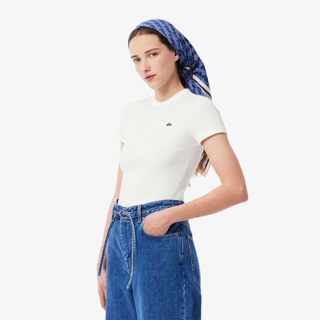 Áo Thun Lacoste Nữ Ôm Dáng Chất Liệu Cotton Gân