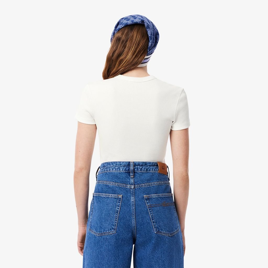 Áo Thun Lacoste Nữ Ôm Dáng Chất Liệu Cotton Gân