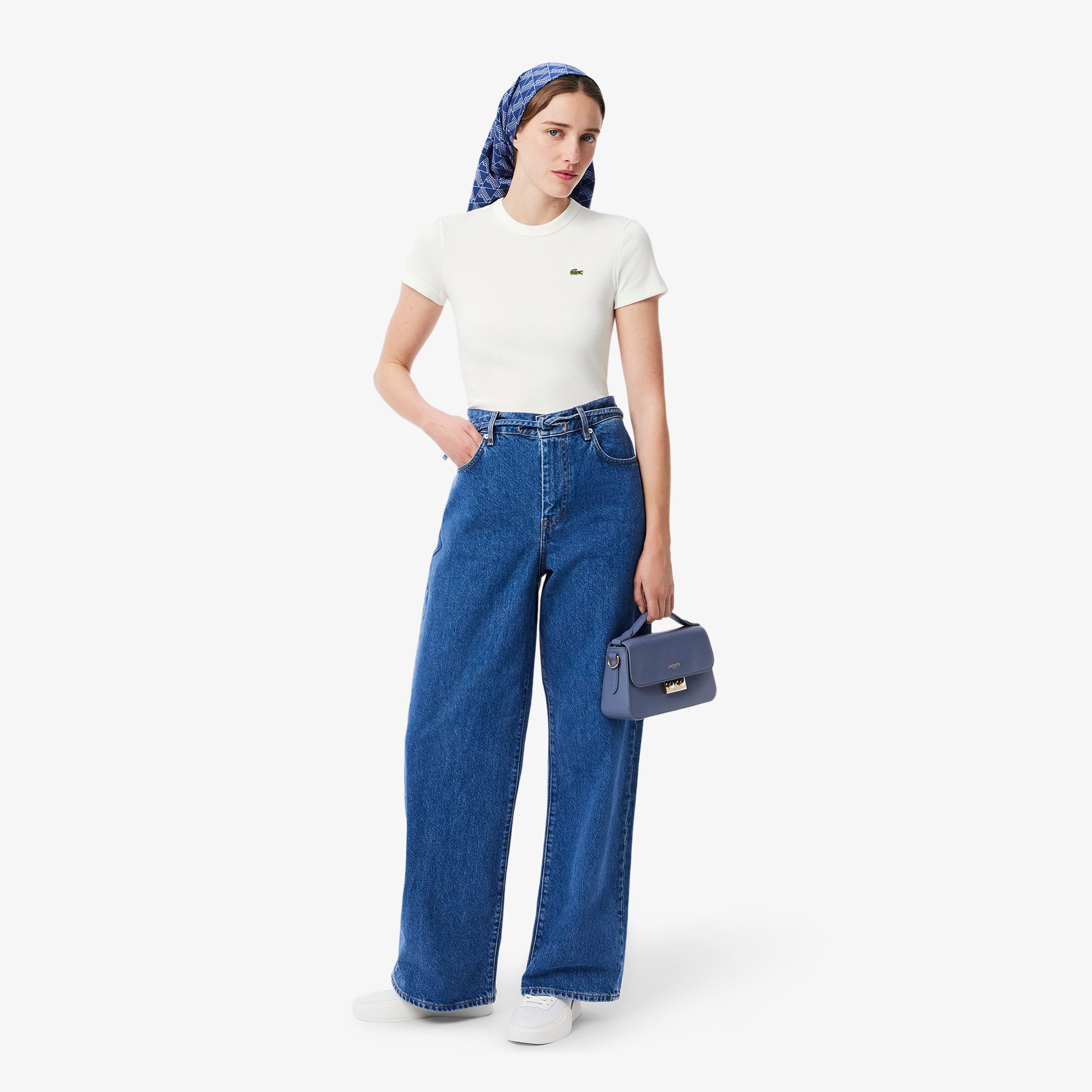 Áo Thun Lacoste Nữ Ôm Dáng Chất Liệu Cotton Gân