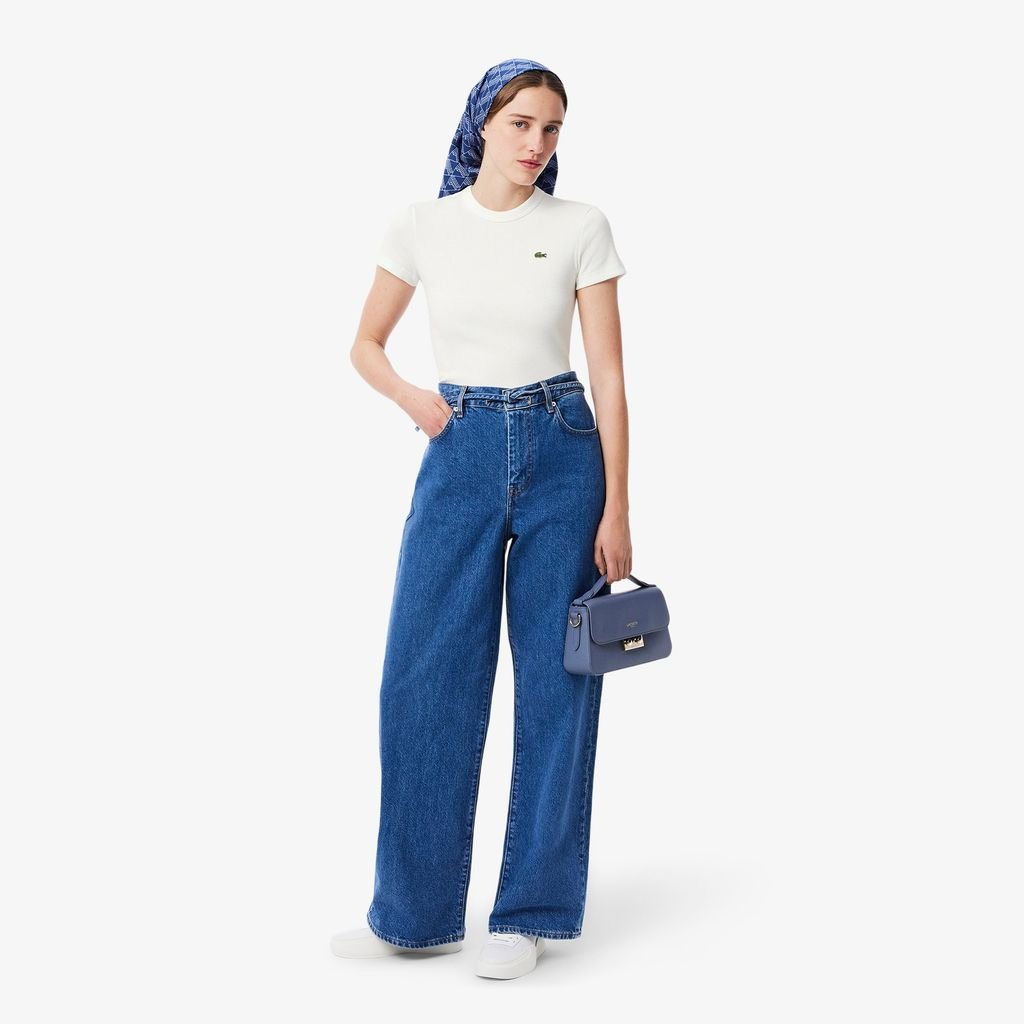 Áo Thun Lacoste Nữ Ôm Dáng Chất Liệu Cotton Gân