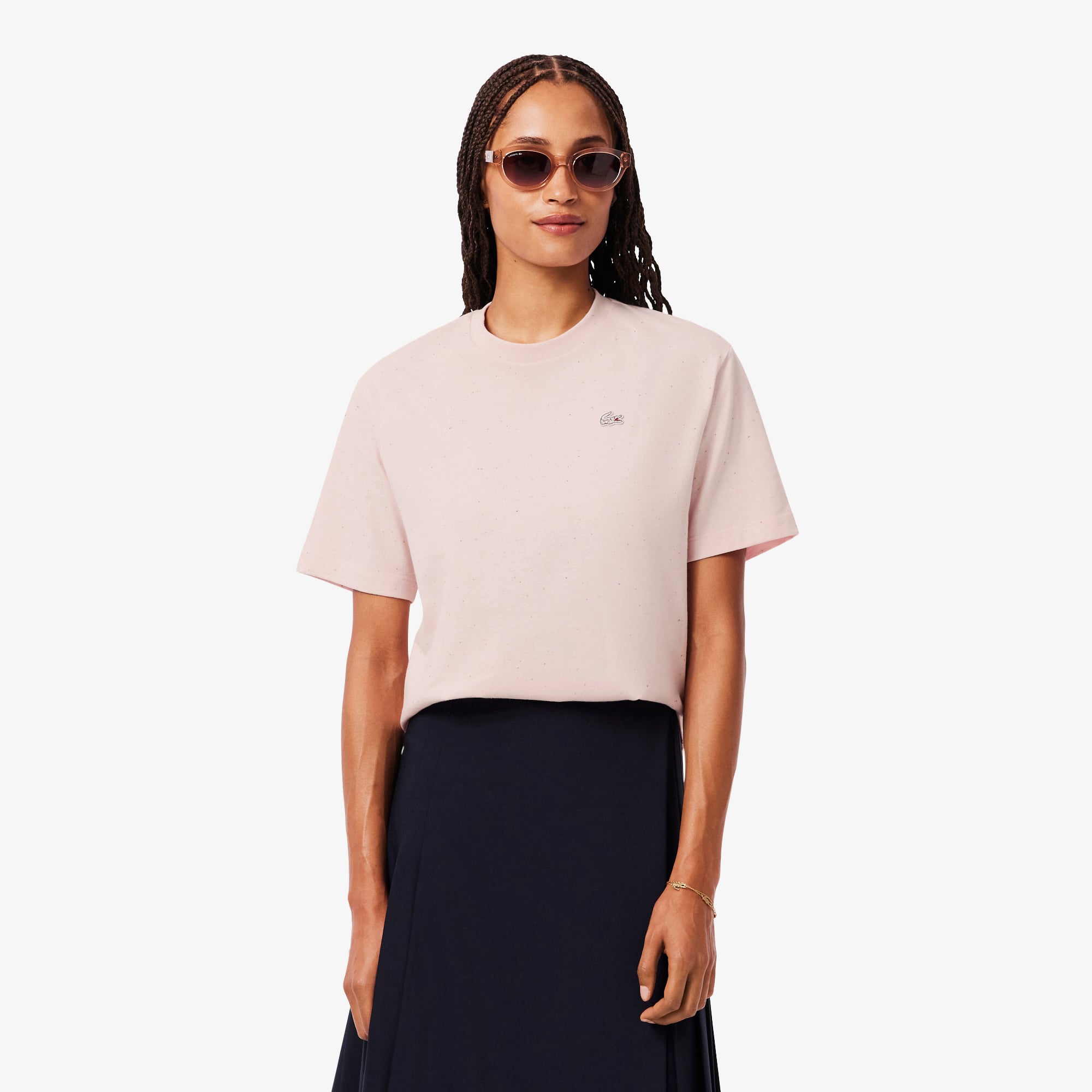 Áo Thun Lacoste Nữ Dáng Rộng Chất Liệu Cotton Mềm Mại