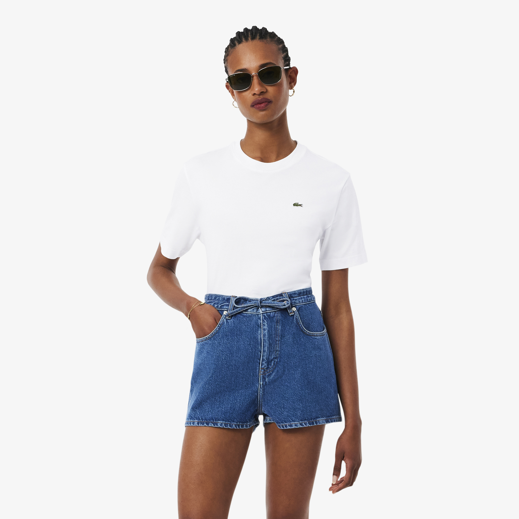 Áo Thun Lacoste Nữ Dáng Rộng Mái Chất Liệu Cotton Mềm