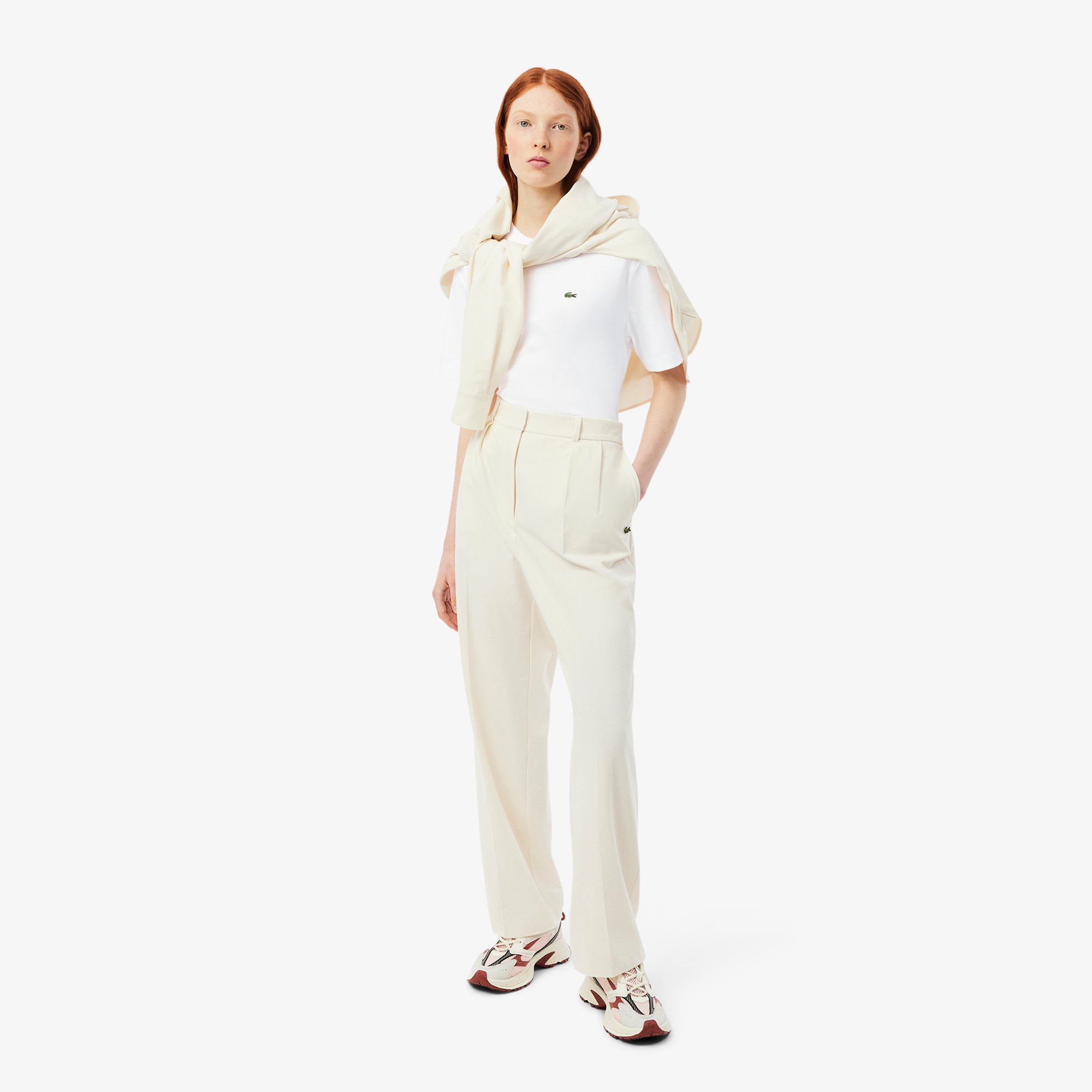 Áo Thun Lacoste Nữ Dáng Rộng Mái Chất Liệu Cotton Mềm