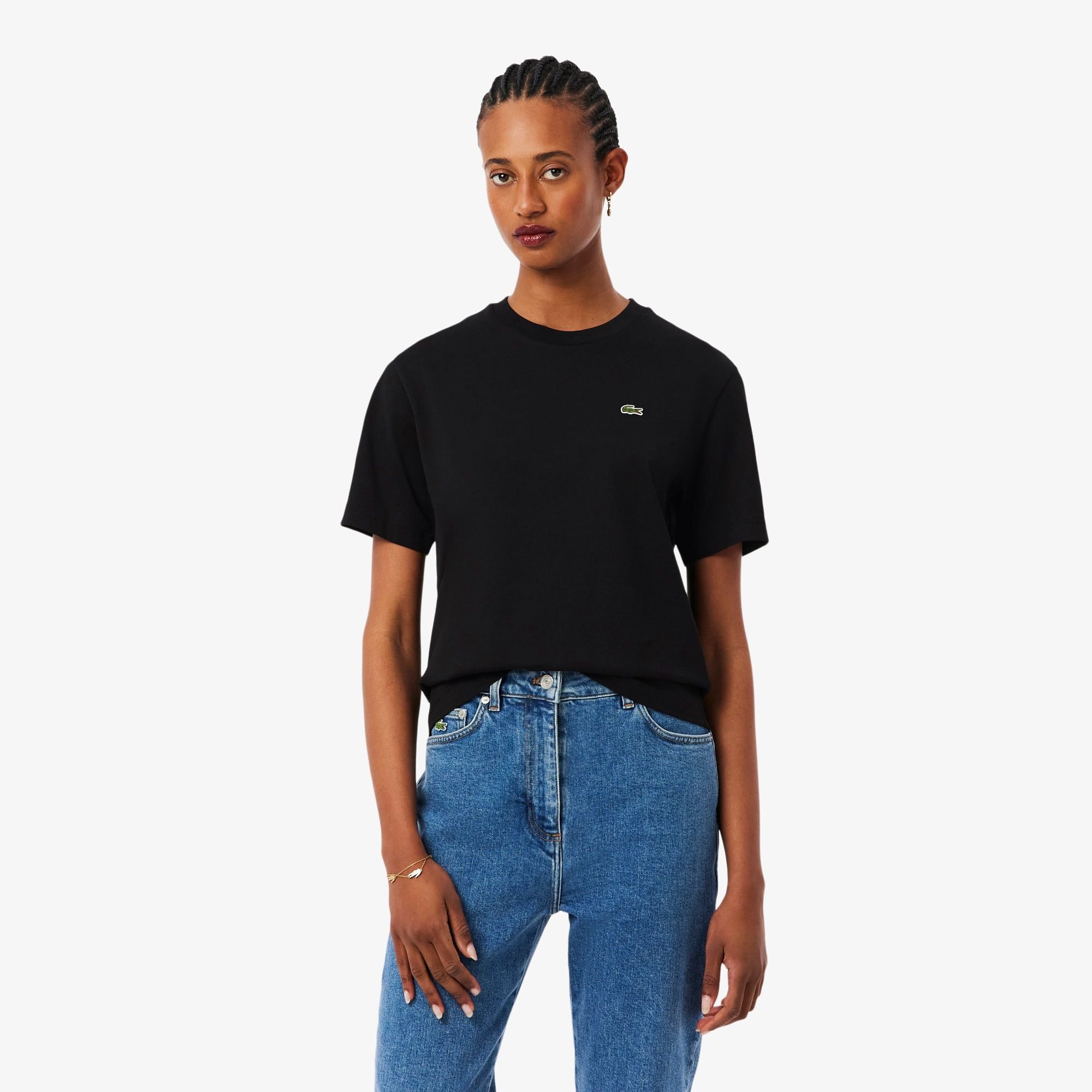 Áo Thun Lacoste Nữ Dáng Rộng Mái Chất Liệu Cotton Mềm