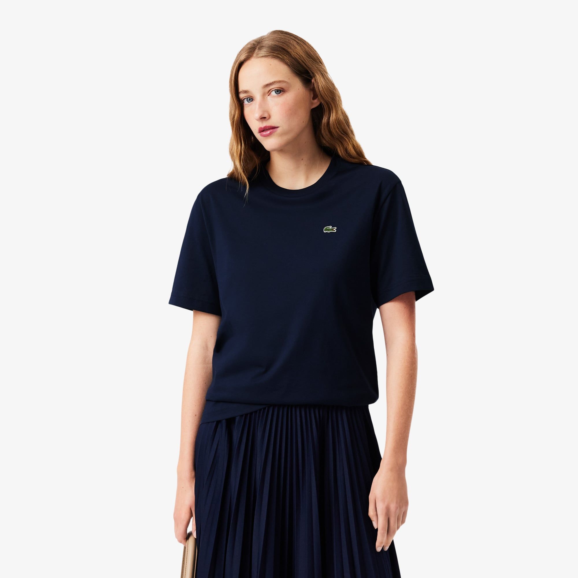 Áo Thun Lacoste Nữ Dáng Rộng Mái Chất Liệu Cotton Mềm