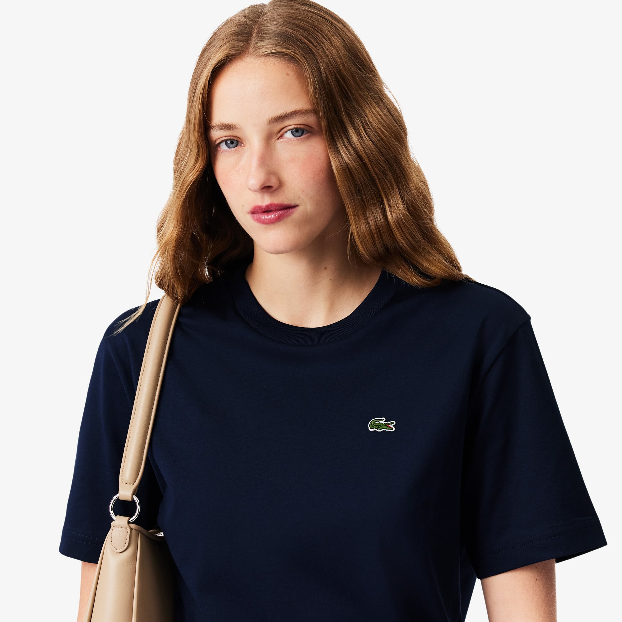 Áo Thun Lacoste Nữ Dáng Rộng Mái Chất Liệu Cotton Mềm