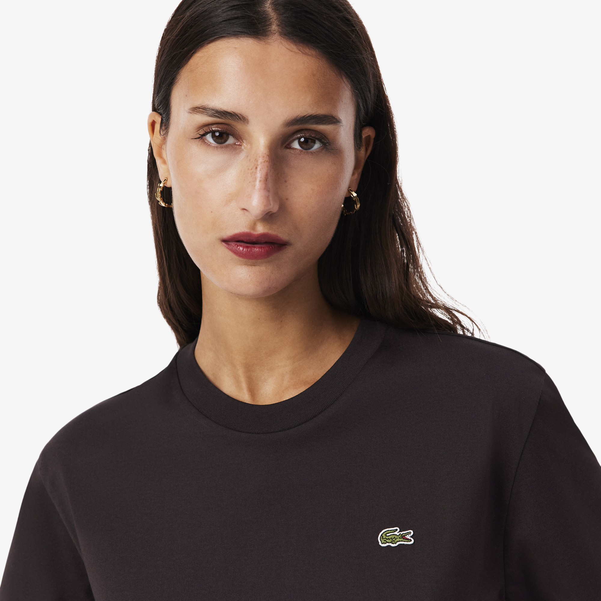 Áo Thun Lacoste Nữ Dáng Rộng Mái Chất Liệu Cotton Mềm