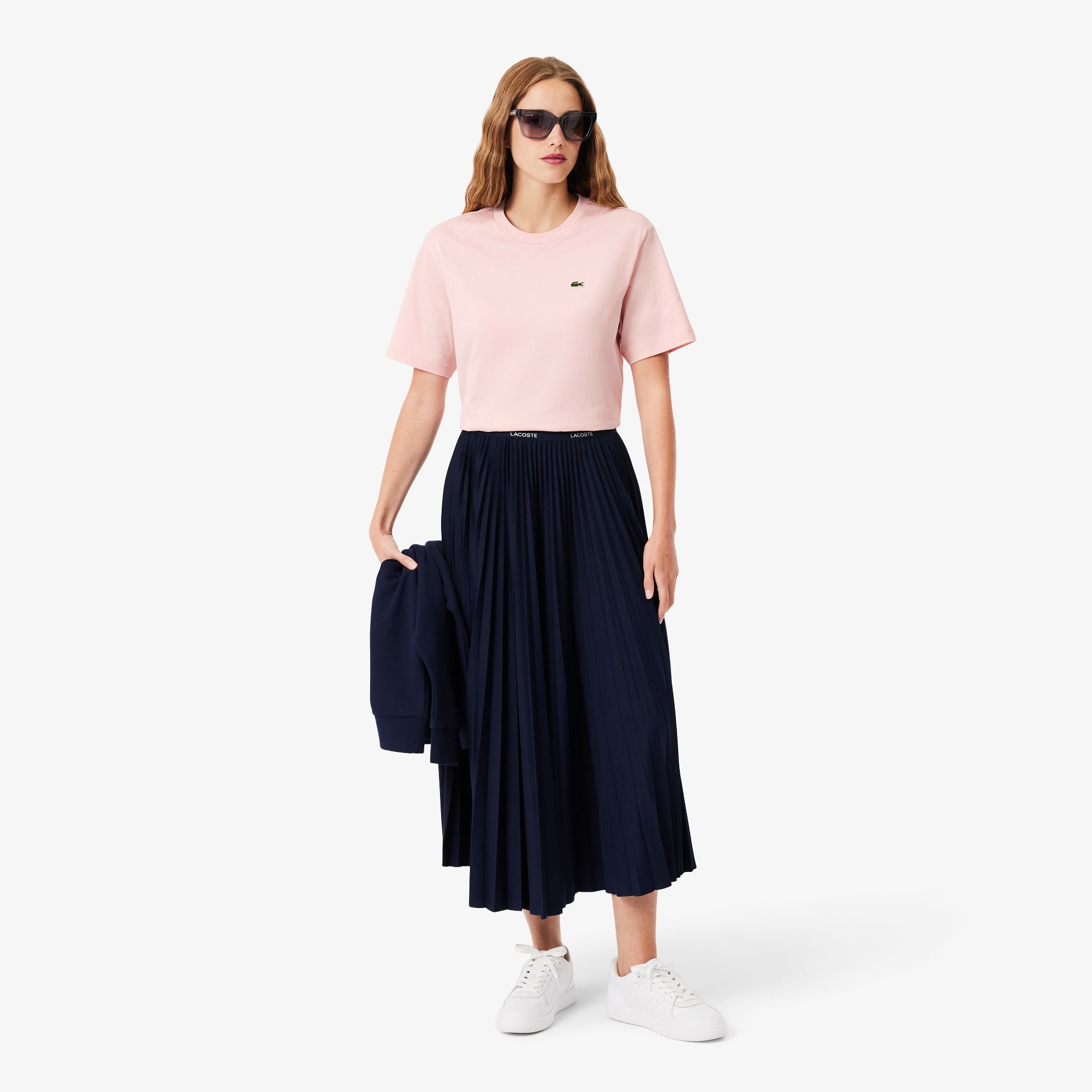 Áo Thun Lacoste Nữ Dáng Rộng Mái Chất Liệu Cotton Mềm