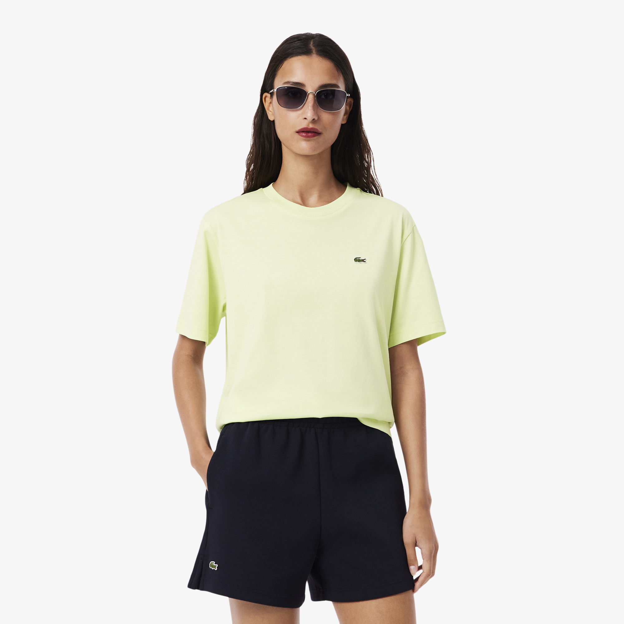Áo Thun Lacoste Nữ Dáng Rộng Mái Chất Liệu Cotton Mềm