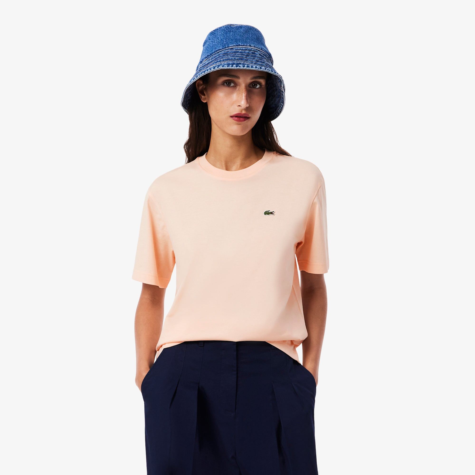 Áo Thun Lacoste Nữ Dáng Rộng Mái Chất Liệu Cotton Mềm