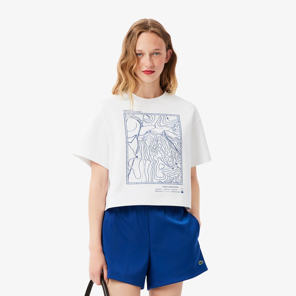 Áo Thun Lacoste Nữ Oversize Họa Tiết Thêu Chất Liệu Jersey Dày Dặn