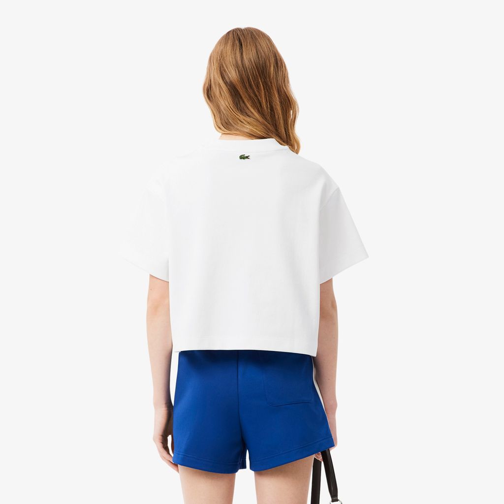 Áo Thun Lacoste Nữ Oversize Họa Tiết Thêu Chất Liệu Jersey Dày Dặn
