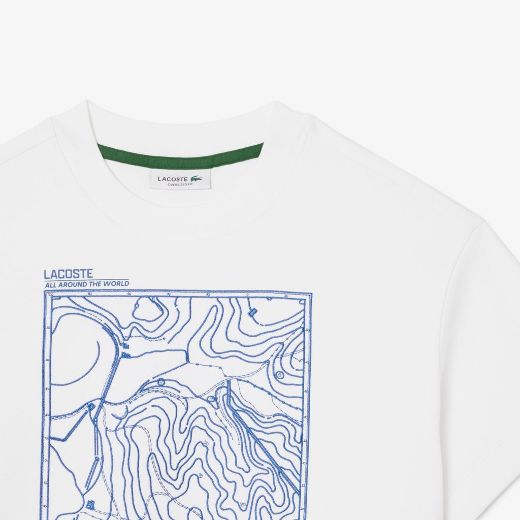 Áo Thun Lacoste Nữ Oversize Họa Tiết Thêu Chất Liệu Jersey Dày Dặn