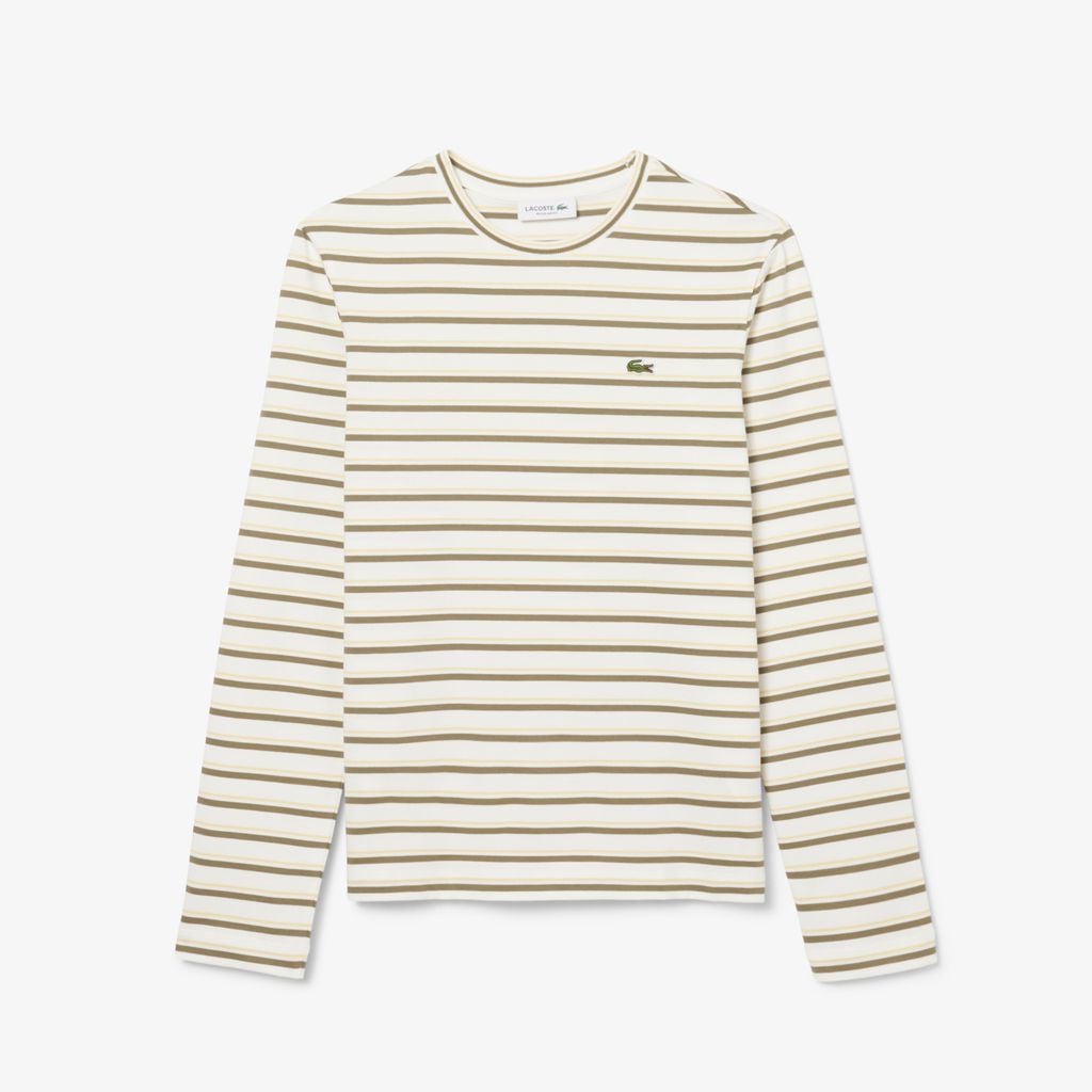 Áo Thun Lacoste Nữ Dáng Suông Sọc Dài Tay Chất Liệu Jersey