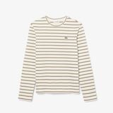 Áo Thun Lacoste Nữ Dáng Suông Sọc Dài Tay Chất Liệu Jersey