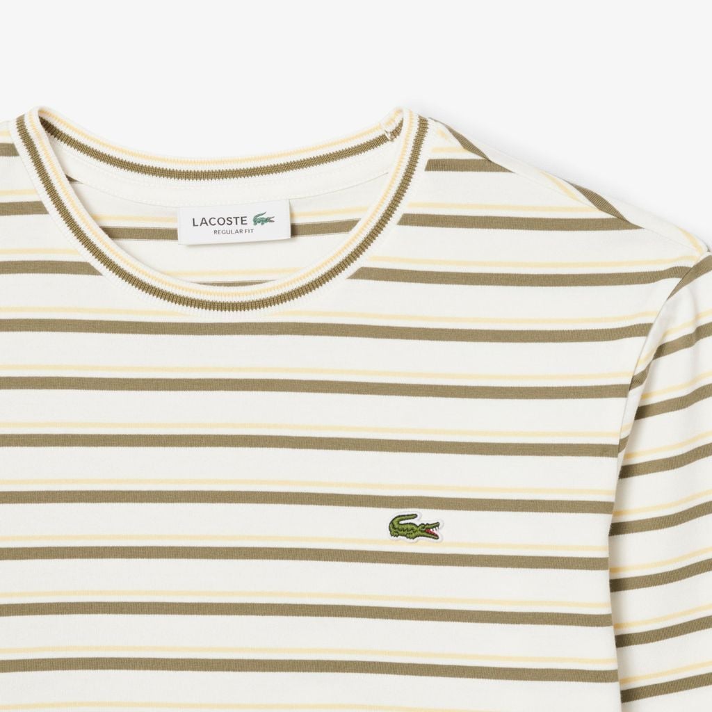 Áo Thun Lacoste Nữ Dáng Suông Sọc Dài Tay Chất Liệu Jersey