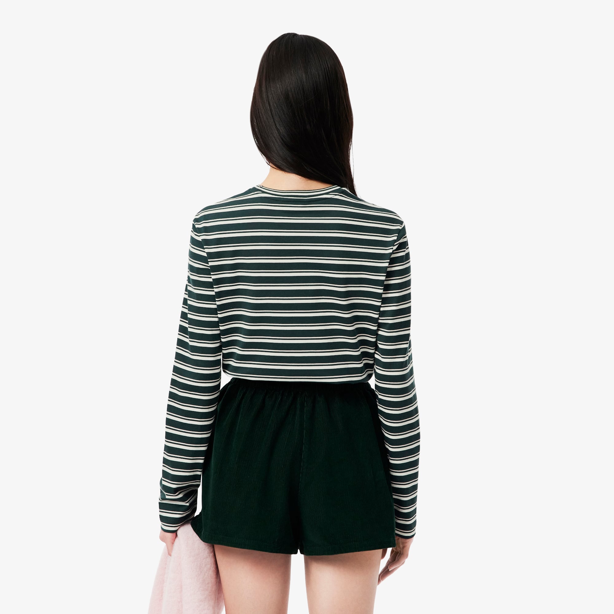 Áo Thun Lacoste Nữ Dáng Suông Sọc Dài Tay Chất Liệu Jersey