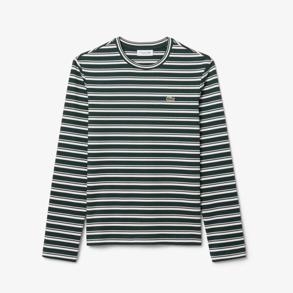 Áo Thun Lacoste Nữ Dáng Suông Sọc Dài Tay Chất Liệu Jersey