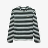 Áo Thun Lacoste Nữ Dáng Suông Sọc Dài Tay Chất Liệu Jersey