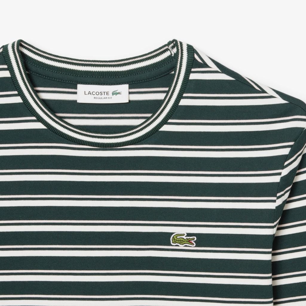 Áo Thun Lacoste Nữ Dáng Suông Sọc Dài Tay Chất Liệu Jersey
