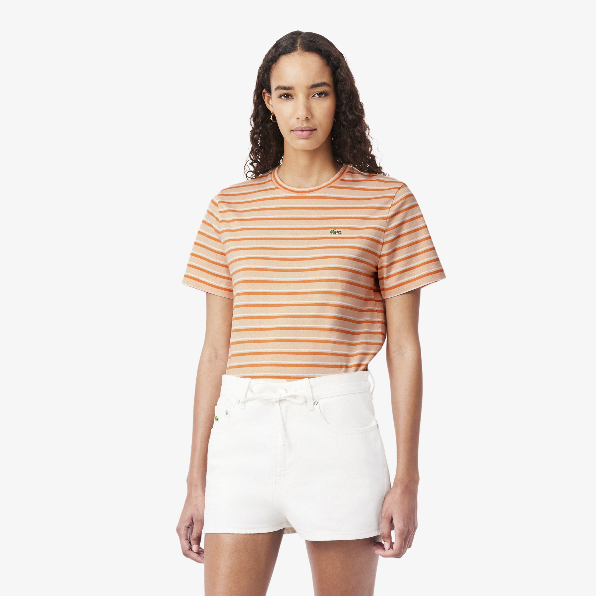 Áo Thun Lacoste Nữ Dáng Suông Jersey Sọc