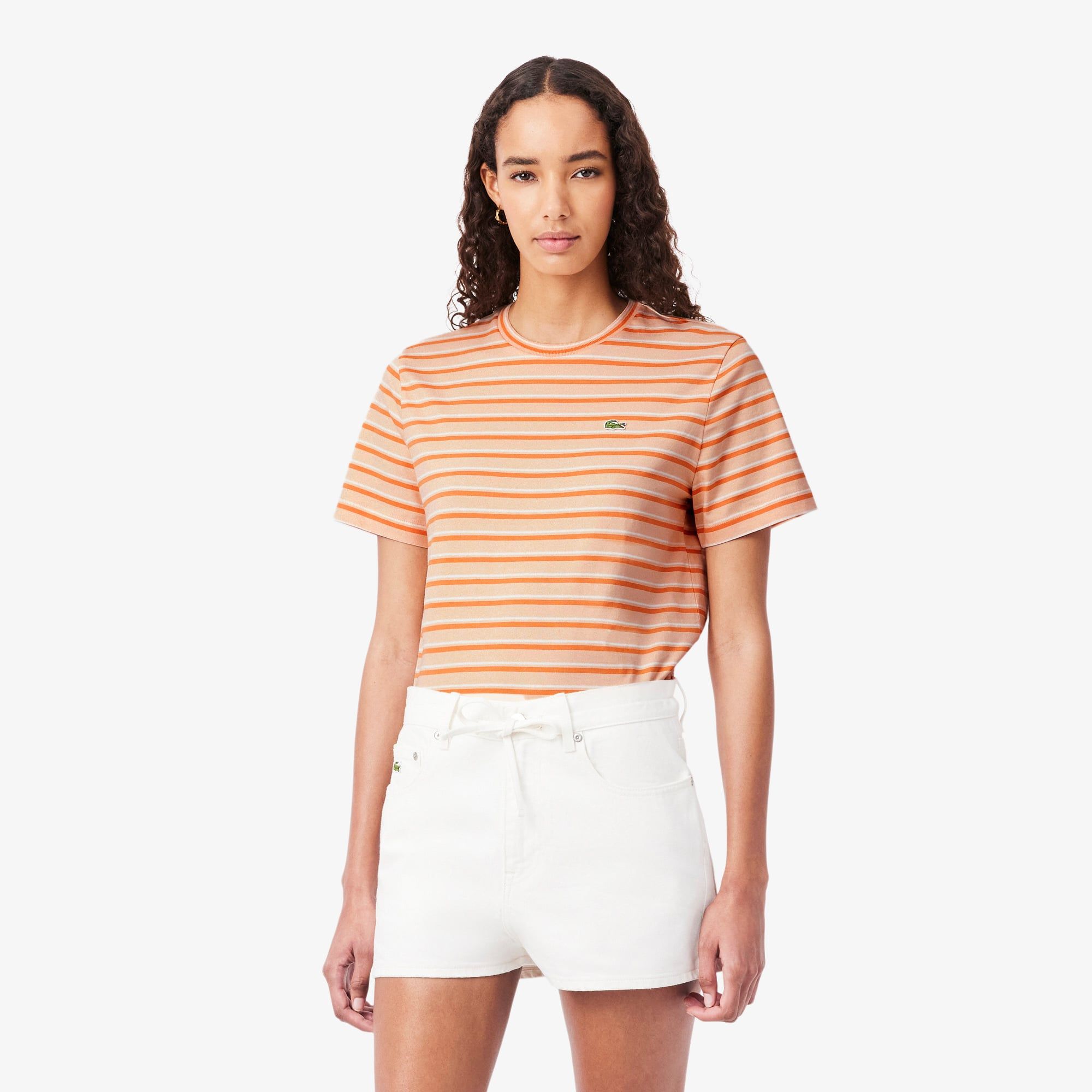 Áo Thun Lacoste Nữ Dáng Suông Jersey Sọc