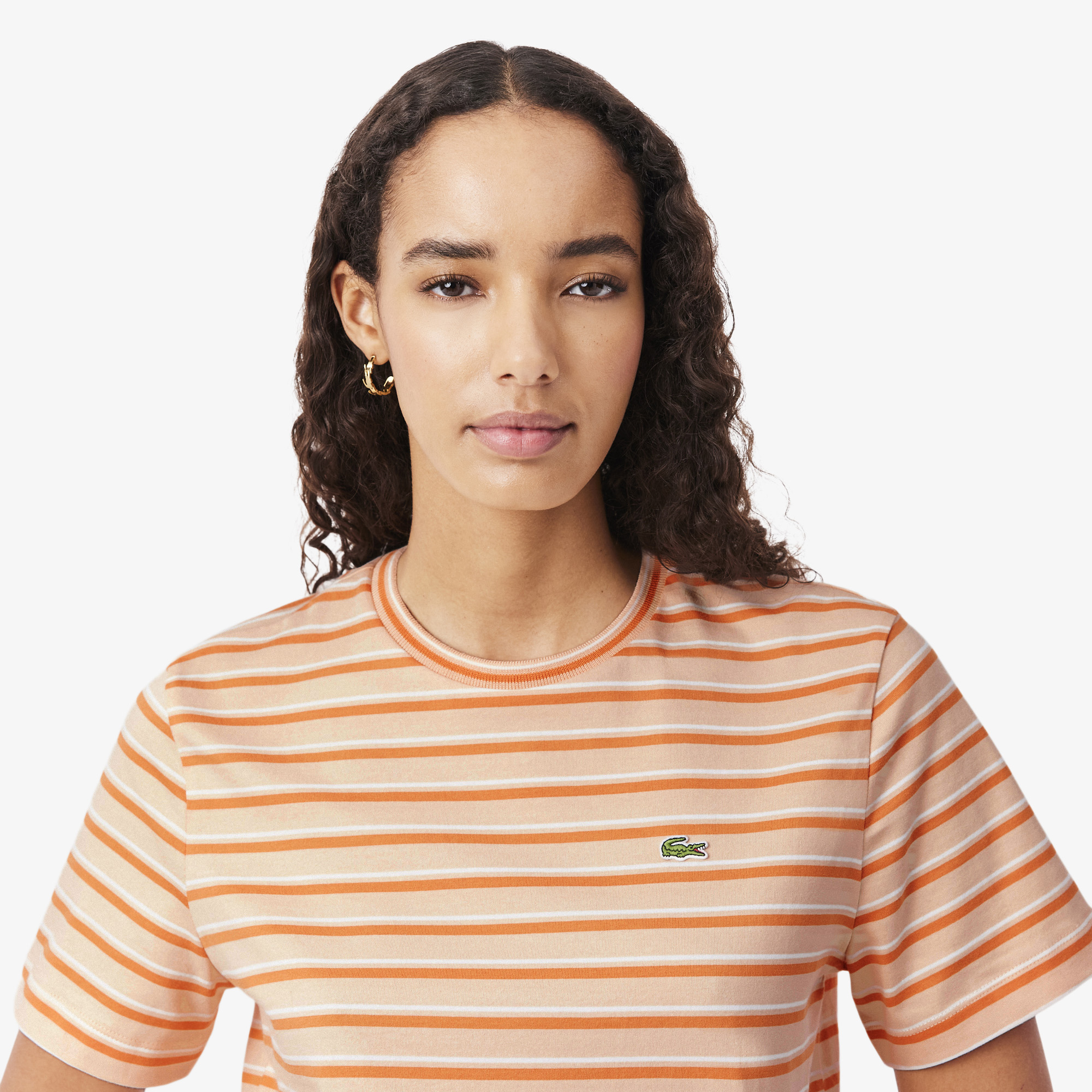 Áo Thun Lacoste Nữ Dáng Suông Jersey Sọc