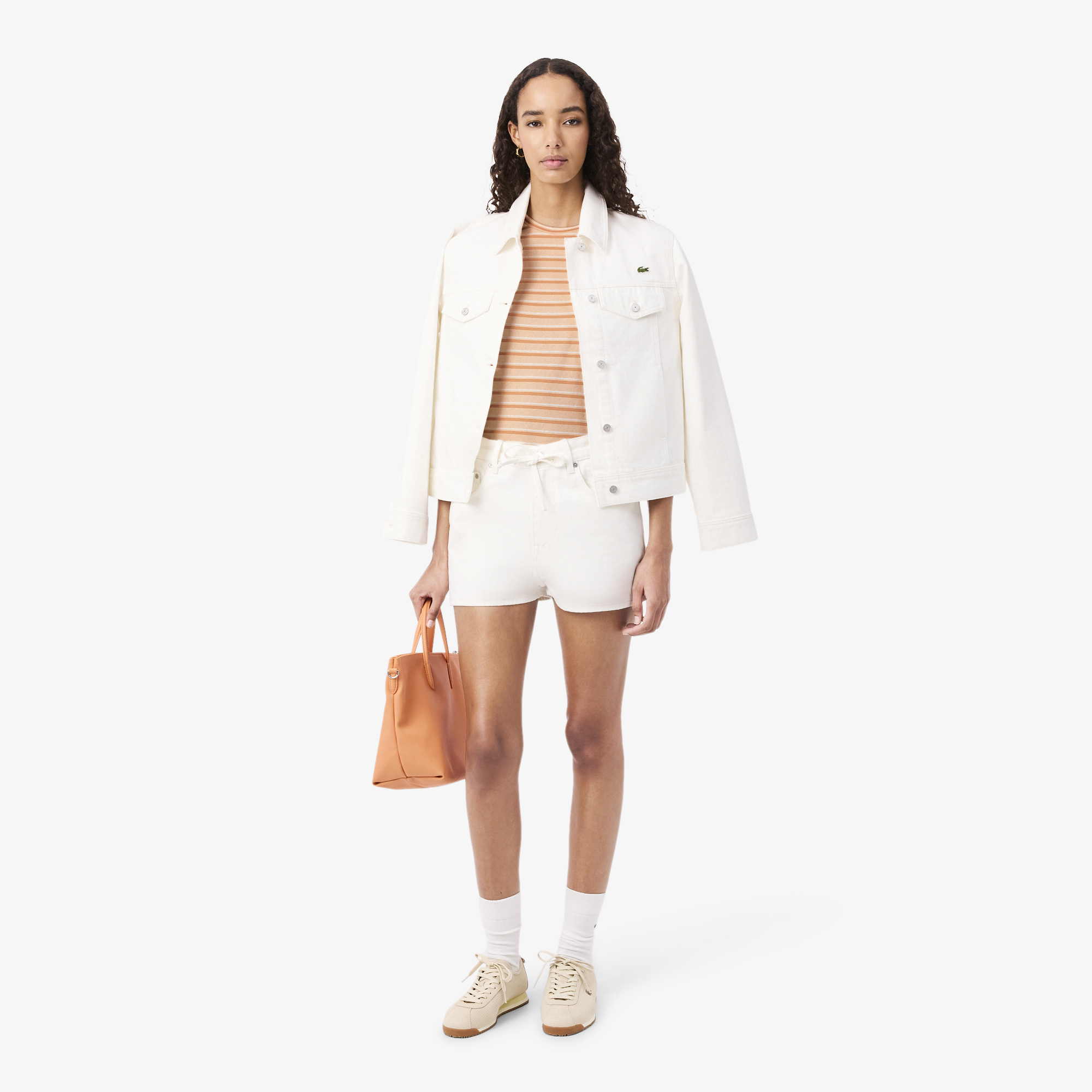 Áo Thun Lacoste Nữ Dáng Suông Jersey Sọc