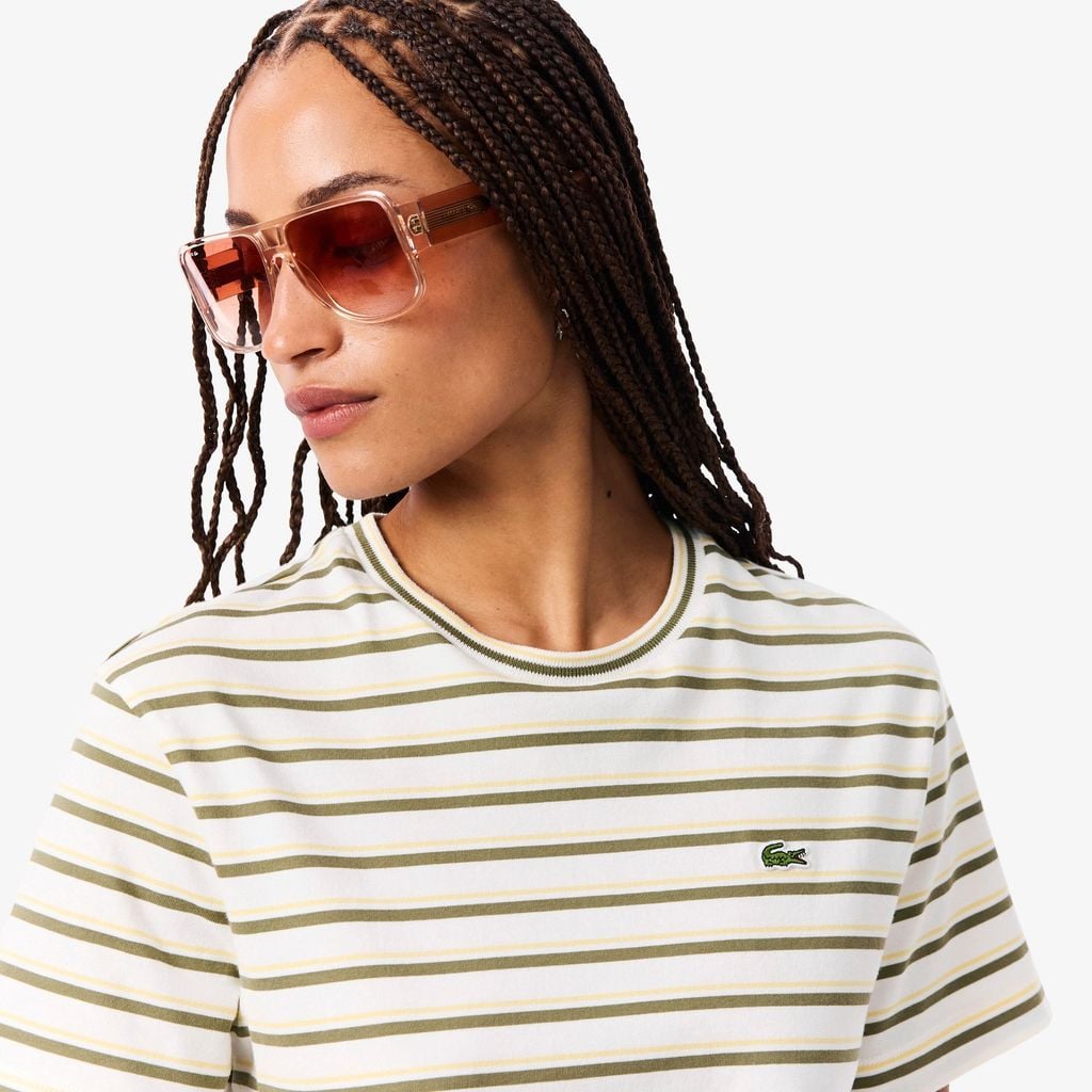 Áo Thun Lacoste Nữ Dáng Suông Jersey Sọc