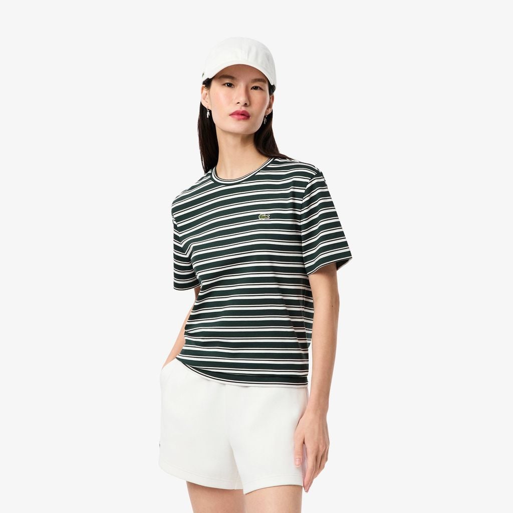 Áo Thun Lacoste Nữ Dáng Suông Jersey Sọc