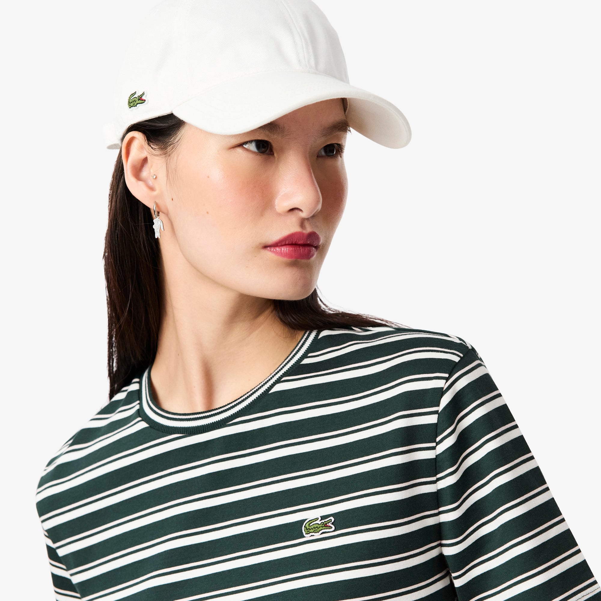 Áo Thun Lacoste Nữ Dáng Suông Jersey Sọc