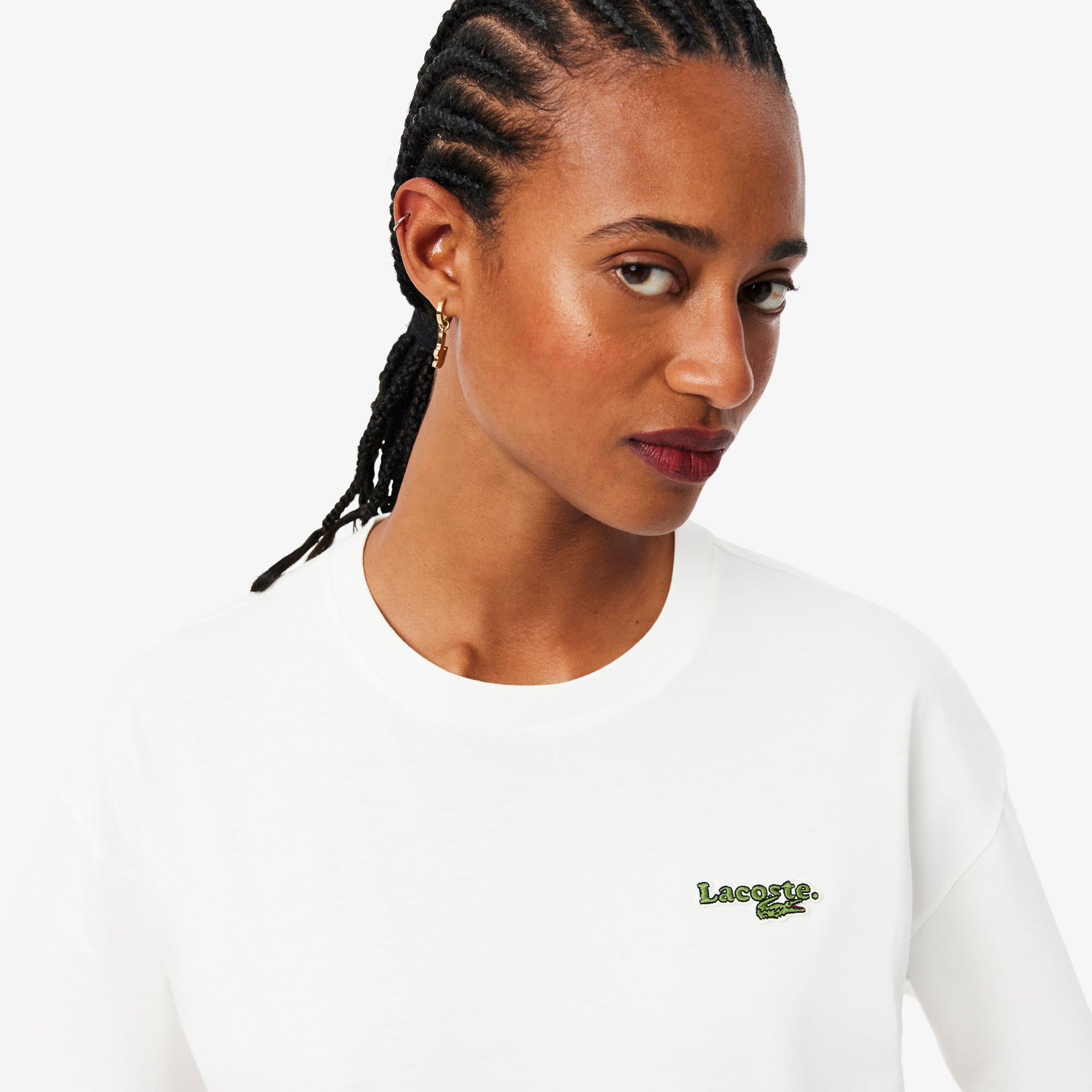 Áo Thun Lacoste Nữ Dáng Rộng Chất Liệu Cotton Jersey Phong Cách Thường Ngày