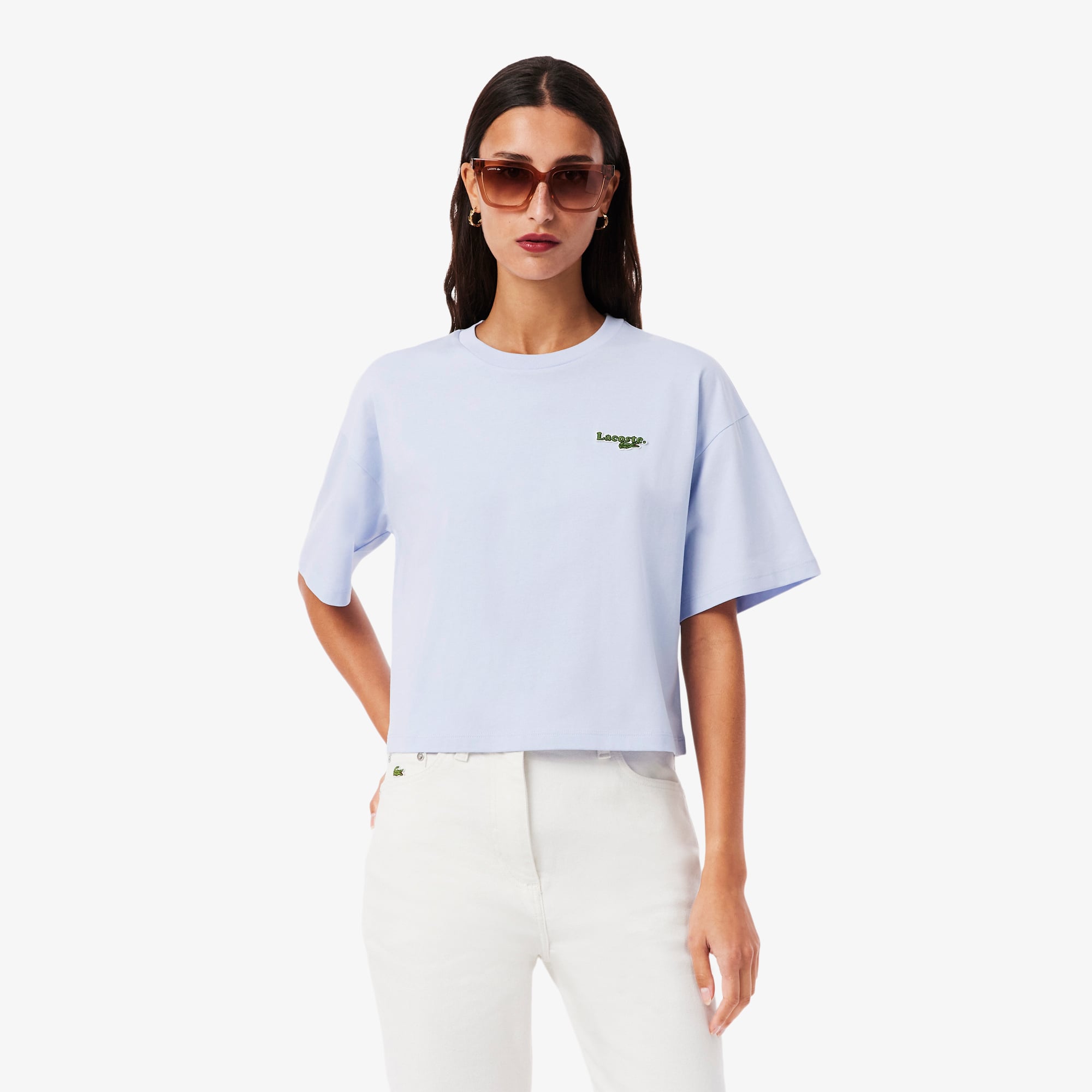 Áo Thun Lacoste Nữ Dáng Rộng Chất Liệu Cotton Jersey Phong Cách Thường Ngày