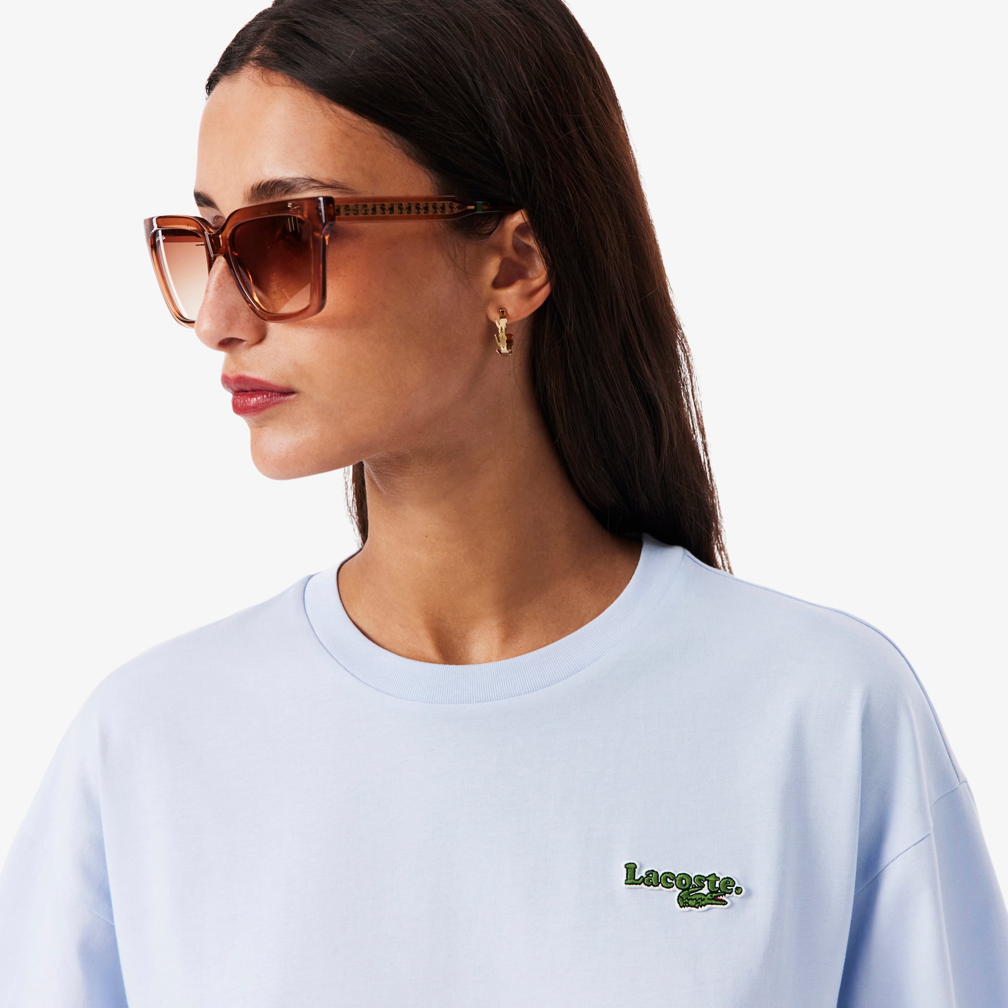 Áo Thun Lacoste Nữ Dáng Rộng Chất Liệu Cotton Jersey Phong Cách Thường Ngày