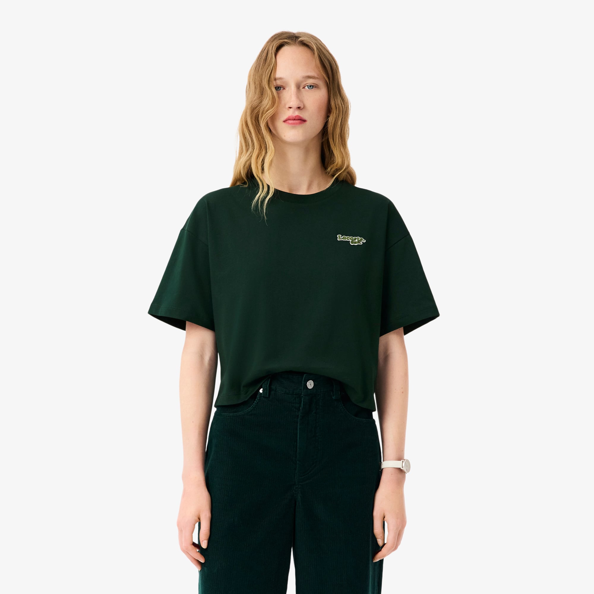 Áo Thun Lacoste Nữ Dáng Rộng Chất Liệu Cotton Jersey Phong Cách Thường Ngày