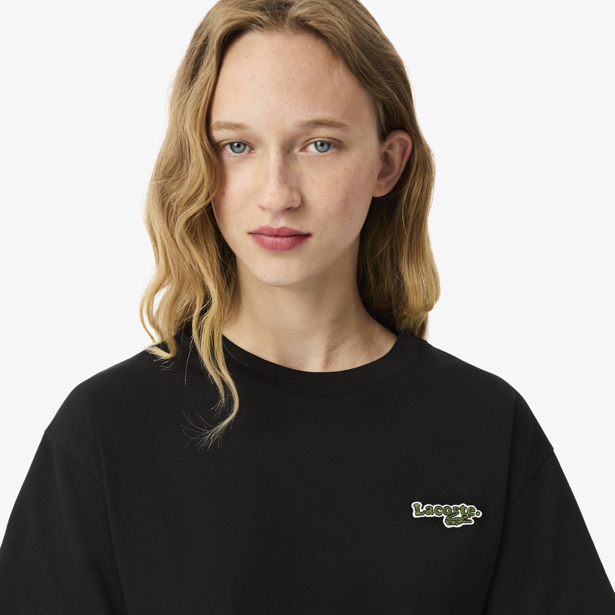 Áo Thun Lacoste Nữ Oversize Dáng Ngắn Chất Liệu Cotton