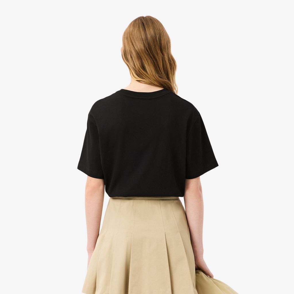 Áo Thun Lacoste Nữ Oversize Dáng Ngắn Chất Liệu Cotton