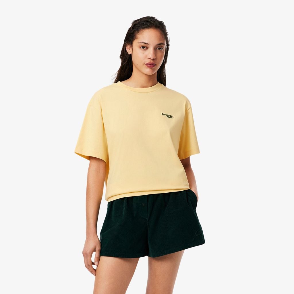 Áo Thun Lacoste Nữ Oversize Dáng Ngắn Chất Liệu Cotton