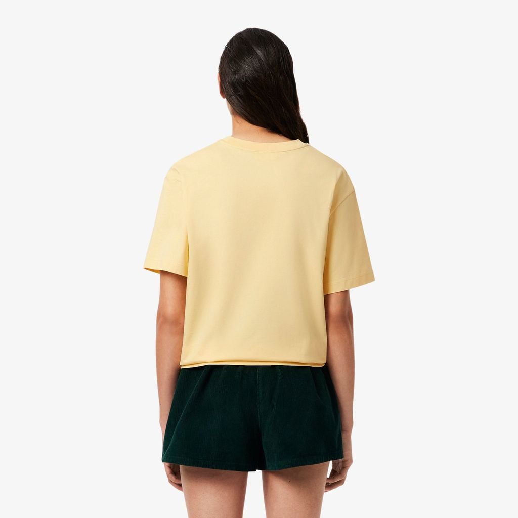 Áo Thun Lacoste Nữ Oversize Dáng Ngắn Chất Liệu Cotton