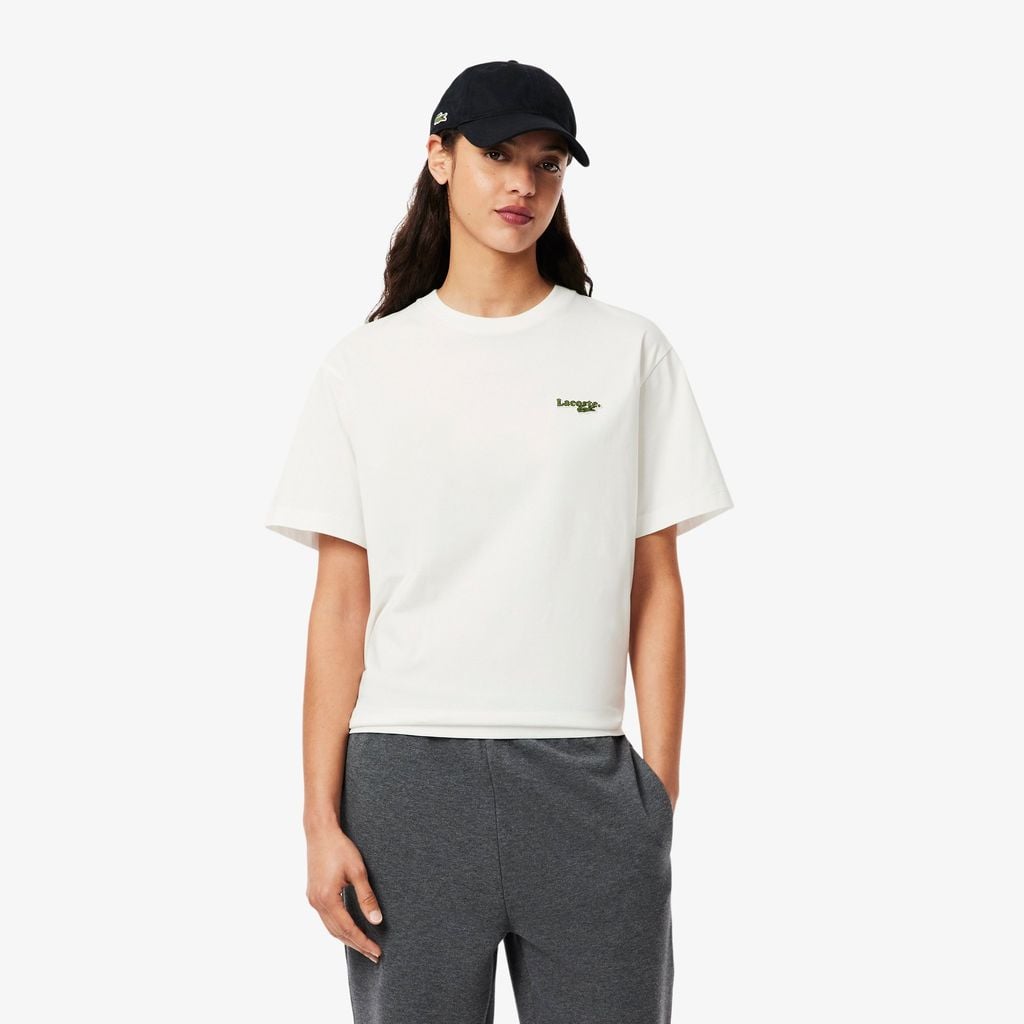 Áo Thun Lacoste Nữ Oversize Dáng Ngắn Chất Liệu Cotton