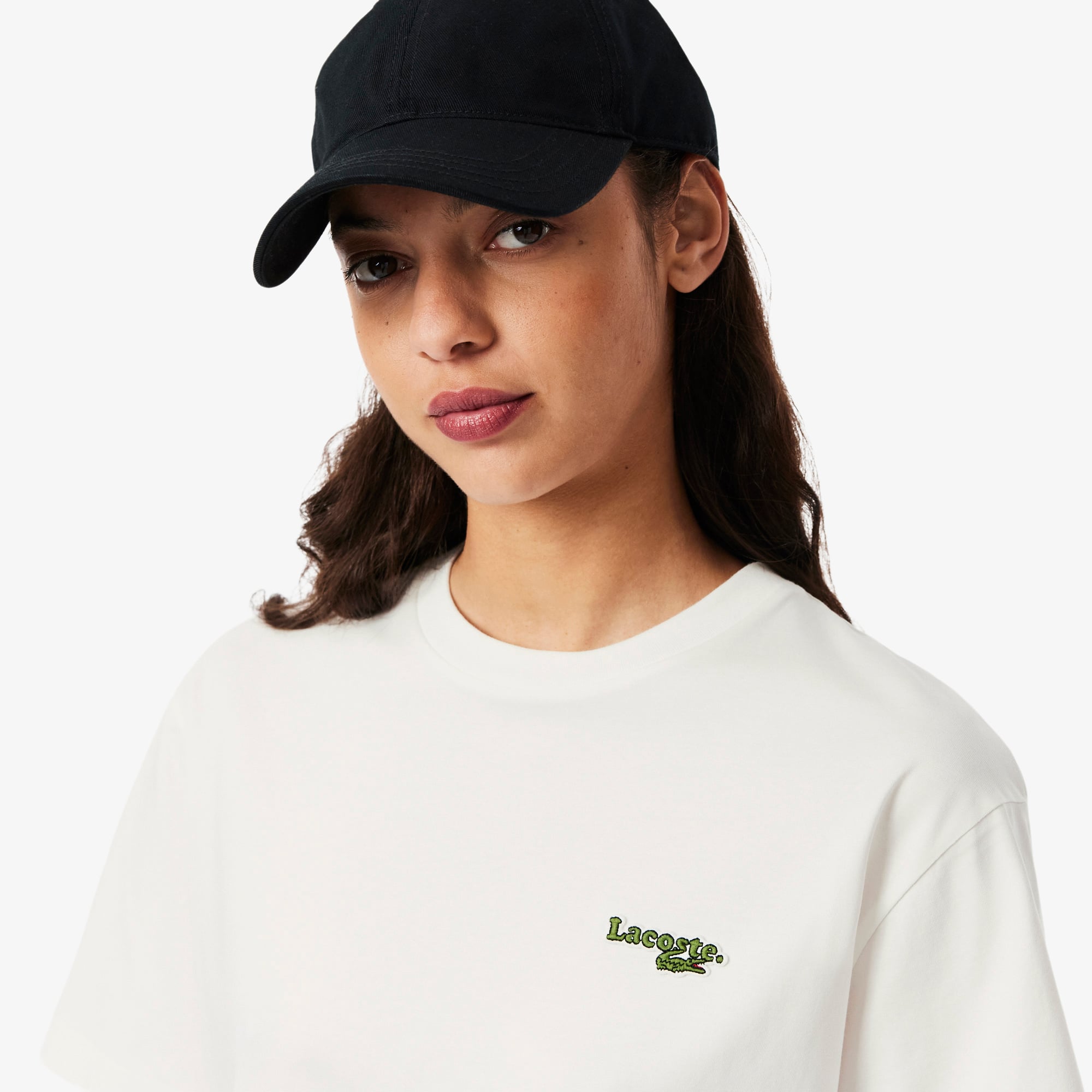 Áo Thun Lacoste Nữ Oversize Dáng Ngắn Chất Liệu Cotton