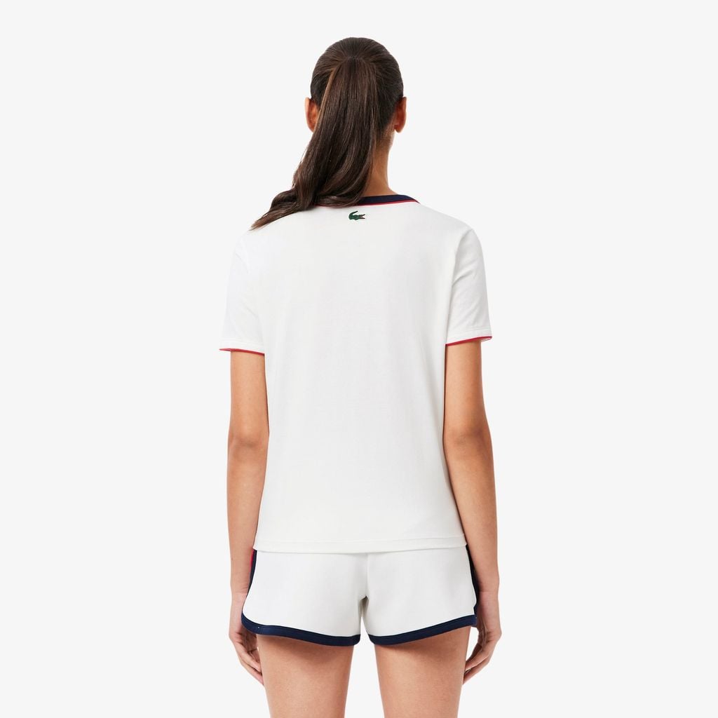Áo Thun Tennis Lacoste Nữ Ôm Dáng Thoáng Khí Heritage Badge
