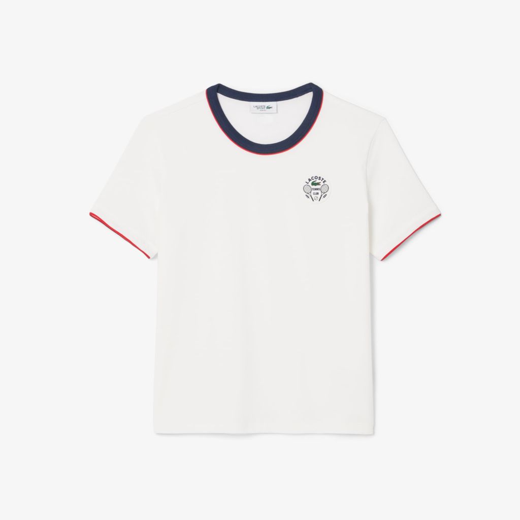 Áo Thun Tennis Lacoste Nữ Ôm Dáng Thoáng Khí Heritage Badge