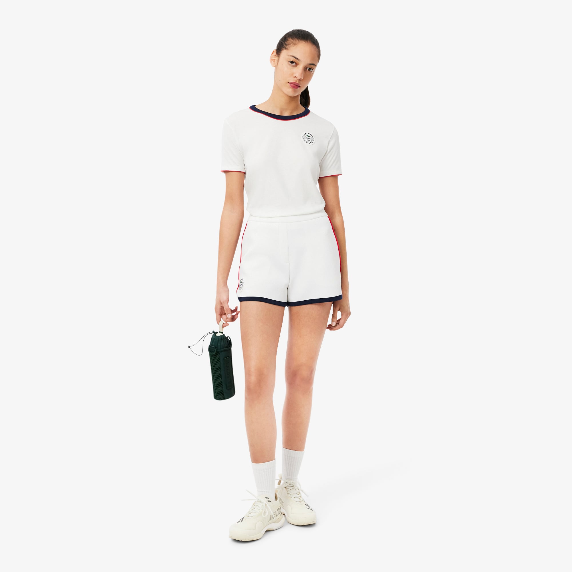 Áo Thun Tennis Lacoste Nữ Ôm Dáng Thoáng Khí Heritage Badge