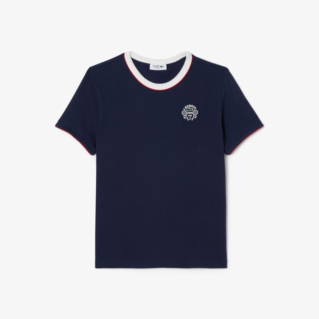 Áo Thun Tennis Lacoste Nữ Ôm Dáng Thoáng Khí Heritage Badge