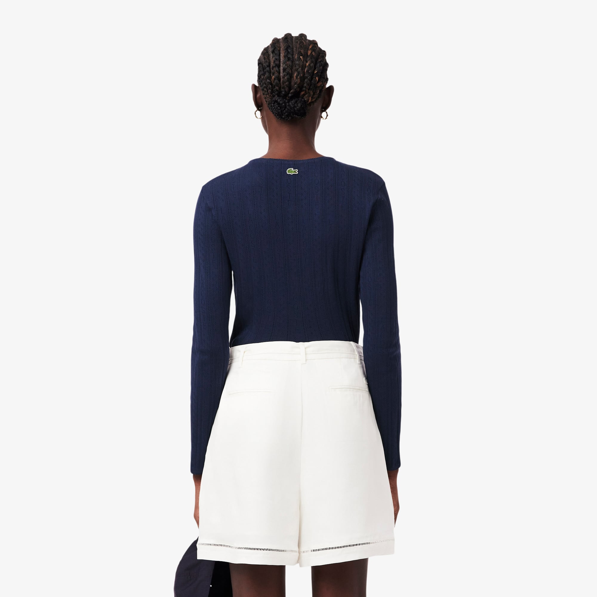 Áo Cardigan Lacoste Nữ Ôm Dáng Chất Liệu Pointelle